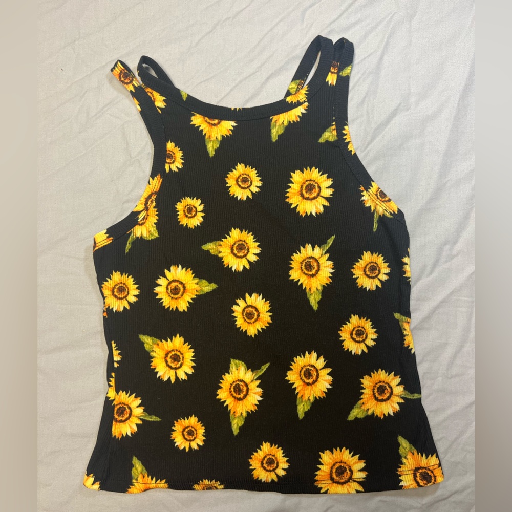 Rue 21 Black Sunflower Tank Top